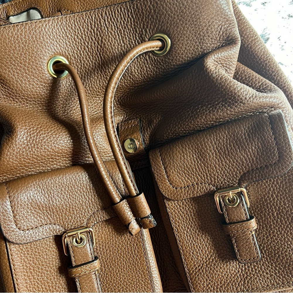 Michael Kors Tan Susie Large Flap Backpack - Picture 7 of 12